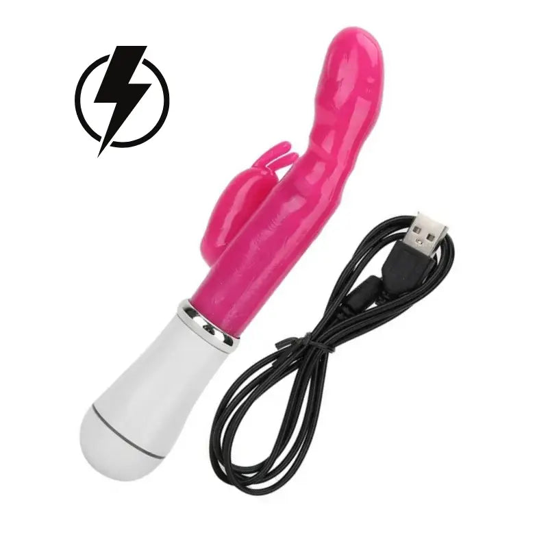 Vibrador conejo con estimulador recargable