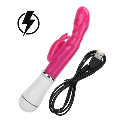 Vibrador conejo con estimulador recargable